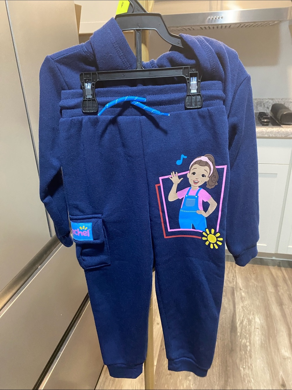 Rachel Navy Kids Hoodie & Sweatpants Set with Colorful Character Print unisex 3T - Picture 5 of 9